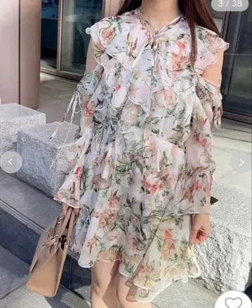 [SNIDEL] Sustainable 프린트 프릴 미니 원피스