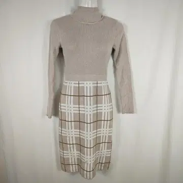 michel Macaron 터틀넥 체크 원피스