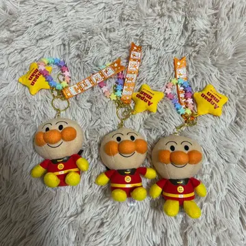 호빵맨 만마루쨩 참 키링 봉제 인형 마스코트 3개 세트