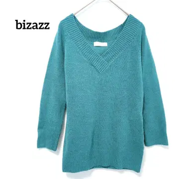 [비자즈] M 니트 스웨터 V넥 캐주얼 그린 계열