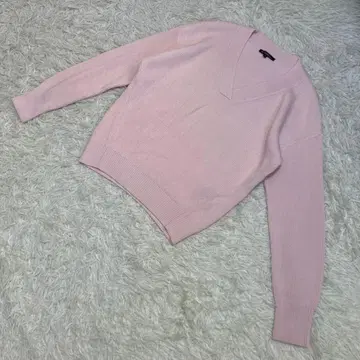 컨디션 최상 23구 리브 니트 핑크 V넥 코튼 워셔블 38 M 사이즈