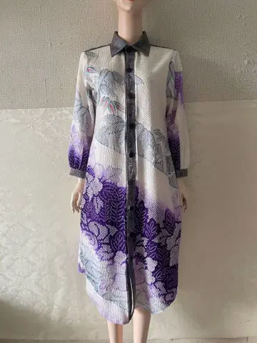 기모노 리메이크 셔츠 원피스 쥐어짜기 순수 실크 호몬기 4월 하순 발송