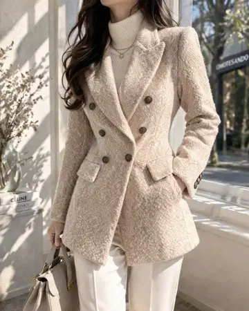 ZARA 새상품급 베이지 테일러드 자켓 더블 울 혼방 깔끔한 S