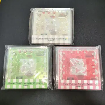 후쿠야 아크릴 프레임 데이지 피크닉 화이트 레드 그린 3개