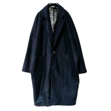 Esloe 네이비 체스터 코트 롱 울 혼방 오버 사이즈