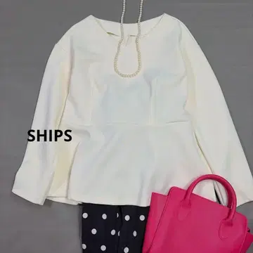 SHIPS 쉽스 종이상자 블라우스 페플럼 블라우스 화이트