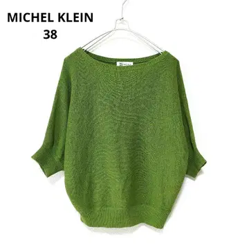 MK 미쉘클랑 워셔블 5부 소매 돌먼 썸머 니트 38 그린