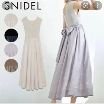 SNIDEL Sustaina 니트 도킹 원피스 베이지