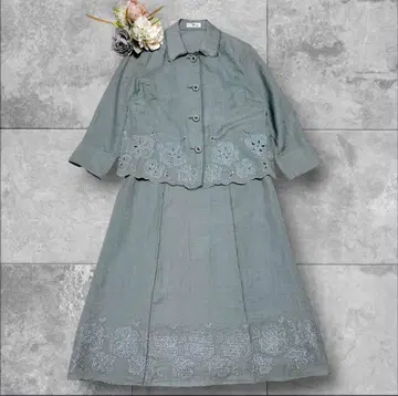 JANEMORE 온워드 카시야마 셋업 마 혼방 꽃무늬 자수 컷워크 M