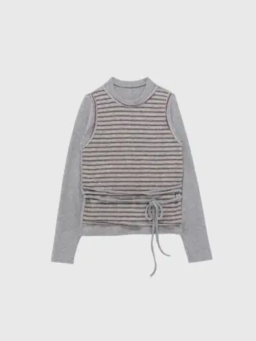 enewdnina 레이어드 보더 랩 리본탑