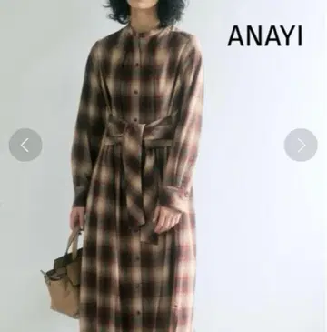ANAYI 아나이 거의 미사용 옴브레 체크 셔츠 원피스 롱 38