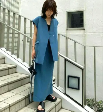 OTONA WRAP VEST SET UP DRESS ameri