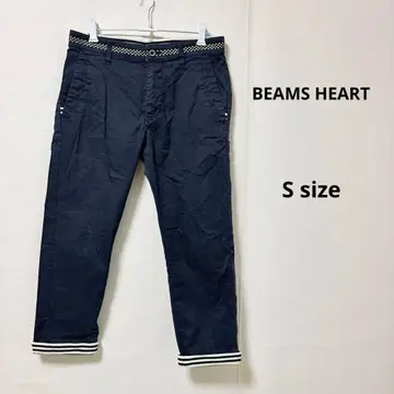BEAMS HEART 빔즈 스트레치 크롭 팬츠 S 네이비