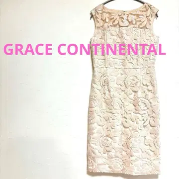 GRACE CONTINENTAL 라메 코드 자수 원피스 핑크 베이지 36