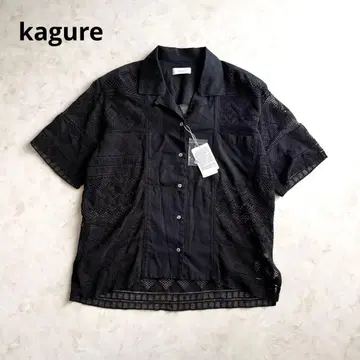 택 포함 새상품 카구레 레이스 오픈 카라 셔츠 F 블랙 kagure