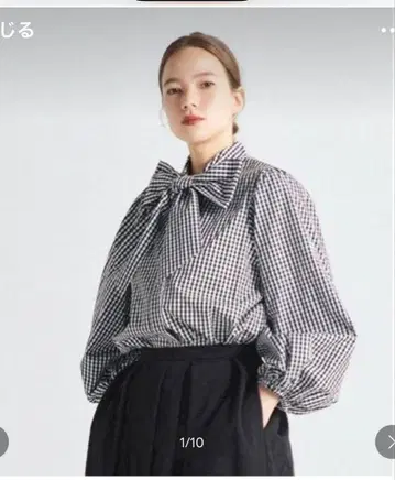 yori 리본 포함 깅엄 체크 셔츠 38 미사용 새상품