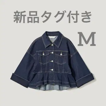 [ M 사이즈 새상품 ] GU x rokh 페플럼 블루종 데님 자켓