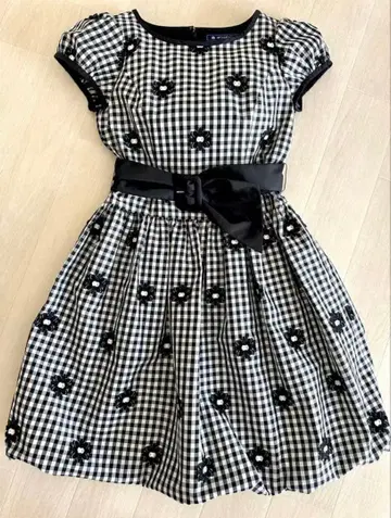 M'S GRACY 플라워 모티브 깅엄 체크 벌룬 원피스 38