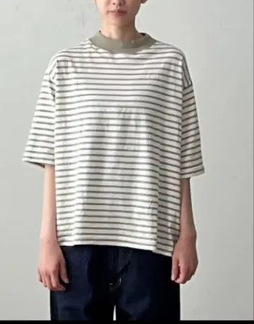 Clip.tab 택 포함 새상품 5부 소매 스트라이프 T셔츠 2