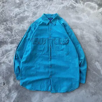 90s 스트라이프 셔츠 코튼 긴팔 플랩 포켓 구제 의류