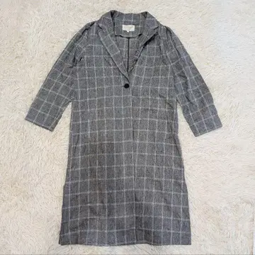 빔즈 마 혼방 체크 롱 코트 그레이 S 린넨 혼방 스프링 코트