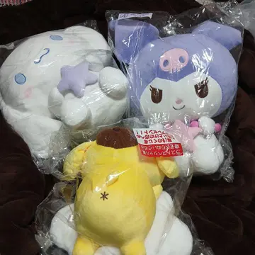 산리오 제일복권 봉제 인형 시나몬 롤, 쿠로미, 폼폼푸딩 3종 세트