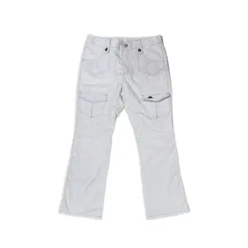 카파 카파 화이트 카고 팬츠 플레어 팬츠 워크 팬츠 Y2K 구분장