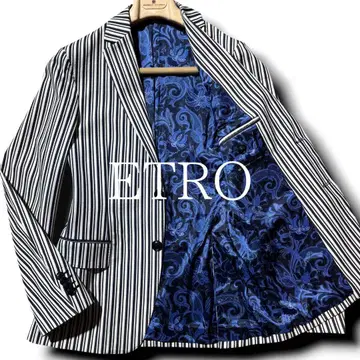 ETRO 에트로 스트라이프 페이즐리 코튼 테일러드 자켓 44