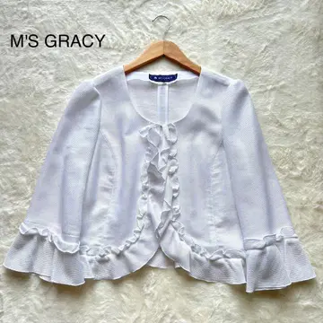 M'S GRACY 비쥬 프릴 노카라 자켓 썸머 볼레로 40
