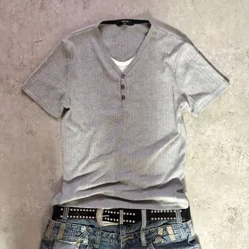 archive 00s y2k V넥 롱T 레이어드 시크 스타일 그레이