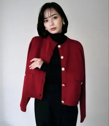 anuans 오리지널 버튼 노카라 니트 자켓 가디건