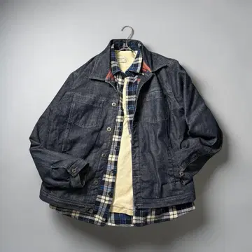 오비스 ORVIS 헤비 플란넬 셔츠 L 블루 계열 체크 L 포켓 플란넬