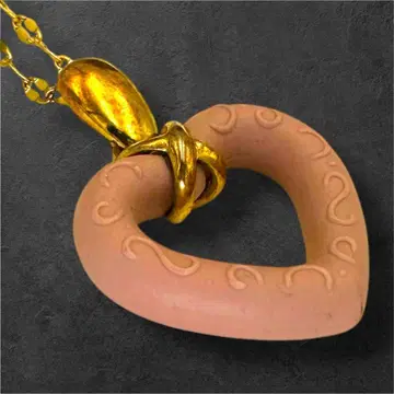 WEDGWOOD 목걸이 골드 하트 핑크 각인 있음 r8158