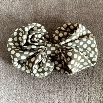 코사지 머리핀 리본 브라운 도트 헤어 액세서리 캐주얼