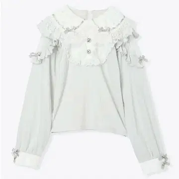 noemie 노에미 아가씨 리본 펄 프릴 요크 티셔츠 색스