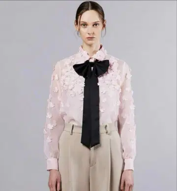 당일 발송 Sov. / 오간자 플라워 보타이 셔츠 핑크 새상품급