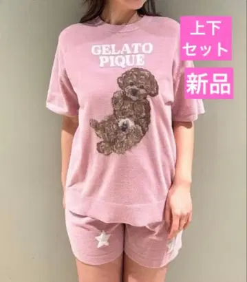 [새상품] 젤라또피케 토이 푸들 패턴 자카드 풀오버 & 숏팬츠 세트