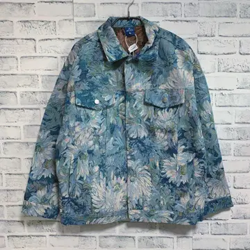 미사용품 [ TIDE EKU ] 올 패턴 꽃무늬 멋진 자켓 블루 계열 M