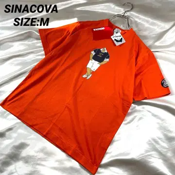 새상품 보관품 시나코바 프론트 프린트 T셔츠 오렌지 M 와펜 있음