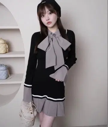 립서비스 셔츠 도킹 플리츠 원피스