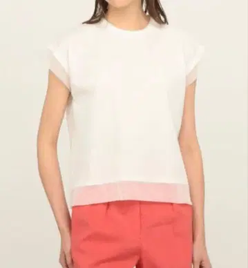 투모로우랜드 ballsey 코튼 비즈 콤비 프렌치 슬리브 풀오버 화이트