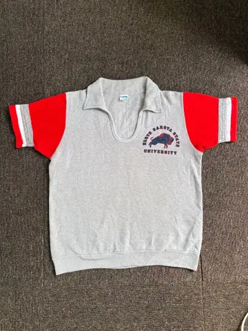 [레어 진품] 70s 챔피온 블루바태그 카라 부착 반팔 맨투맨 NDSU