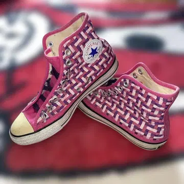 컨버스 체크 하이컷 핑크 계열