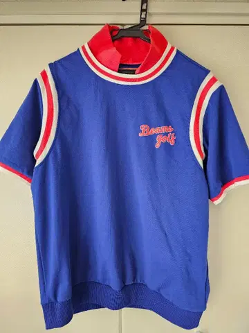 BEAMS 골프 블루 숏 슬리브 셔츠 XL 사이즈