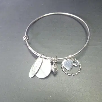 미사용 ALEX and ANI 실버 참 포함 뱅글