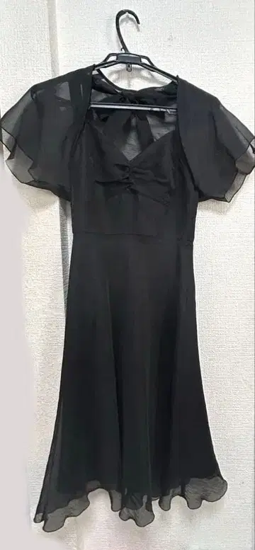 STRAWBERRY-FIELDS 블랙 드레스 시스루 볼레로 포함