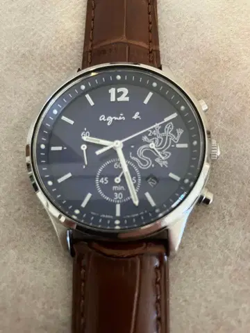 작동 agnes b. 도마뱀 모티브 솔라 손목시계 가죽 벨트 새상품