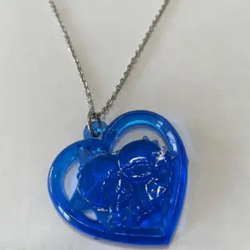 쇼와 레트로 키키&라라 파란 하트 펜던트 목걸이