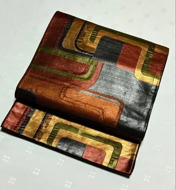 기모노 오비 순수 실크 기하학 패턴 후쿠로 오비(육통) 선착순