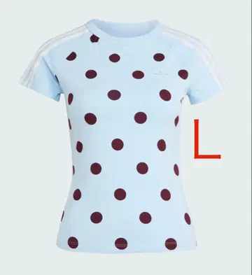 아디다스 폴카 도트 T셔츠 물방울 패턴 스카이블루 L 사이즈